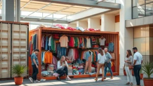 Container de roupas usadas para importação