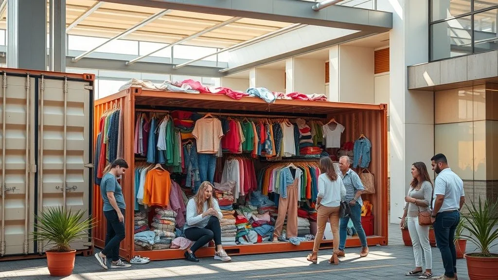 Container de roupas usadas para importação